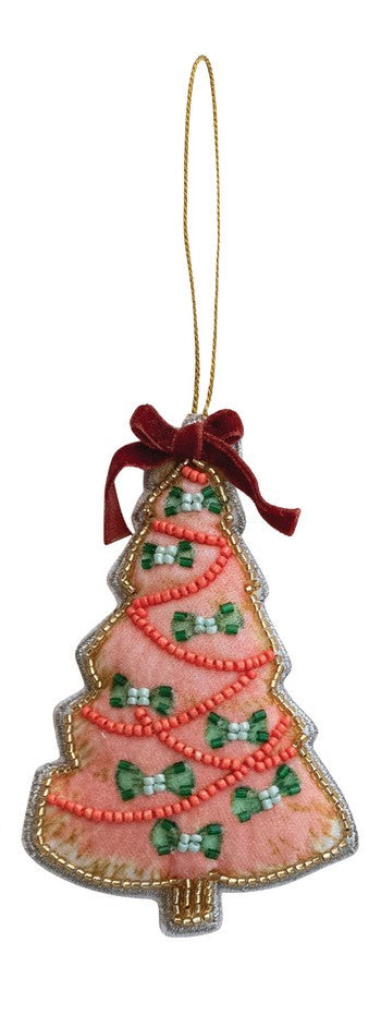 Handmade Beaded Fabric Christmas Tree Ornament