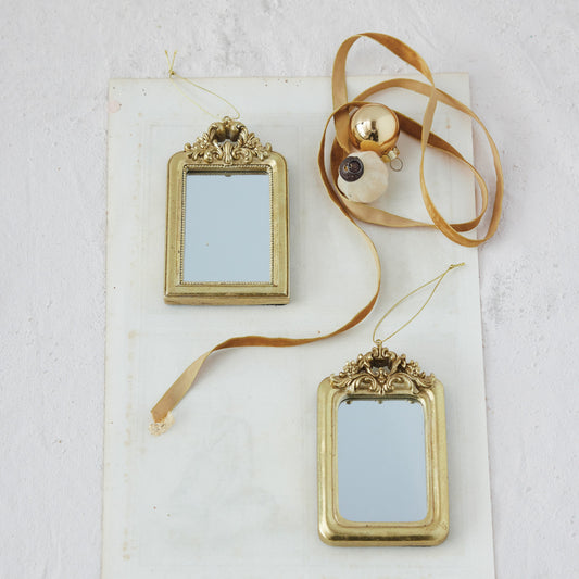 Resin Baroque Mirror Ornament, Gold Finish