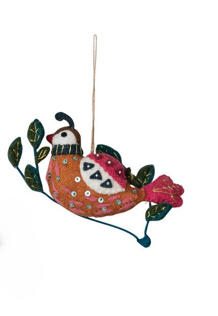 Handmade Wool Felt Animal/Cottage Ornament with Embroidery, Sequins & Beads