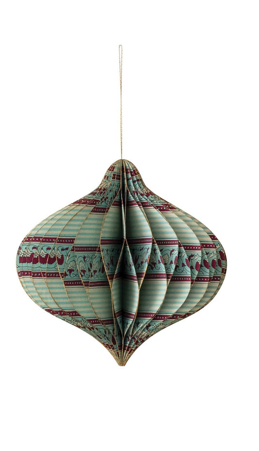 Handmade Recycled Block Printed Paper Folding Honeycomb Finial Ornament
