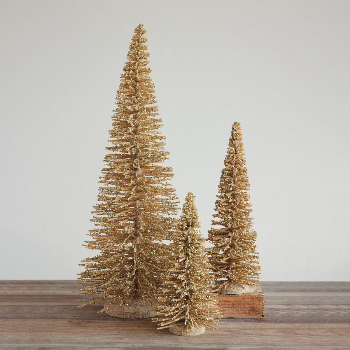 Wood Tree with Iridescent Mica Flakes & Glitter, Natural