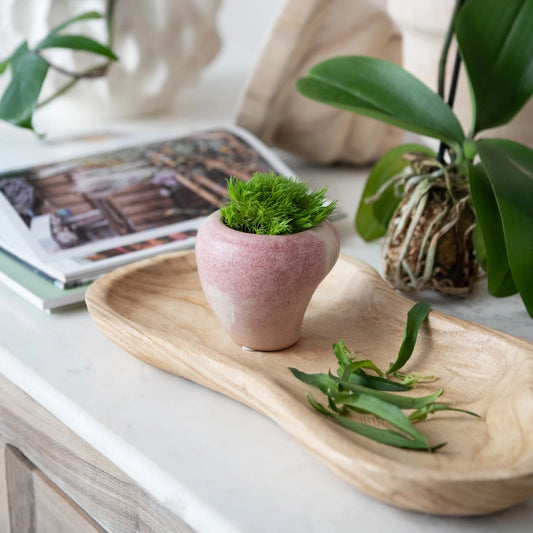 Stoneware Planter, Reactive Glaze, Natural & Berry Color