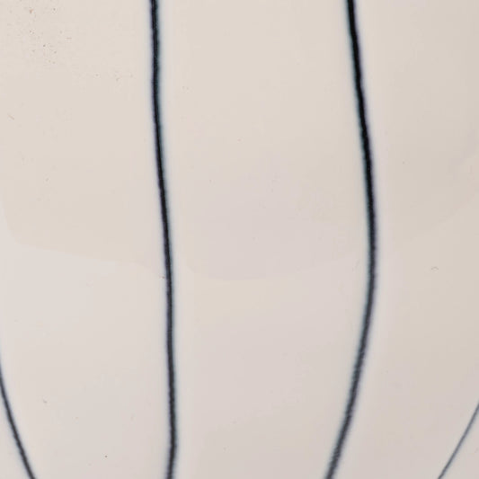 Enameled Metal Organic Striped Vase, White & Blue