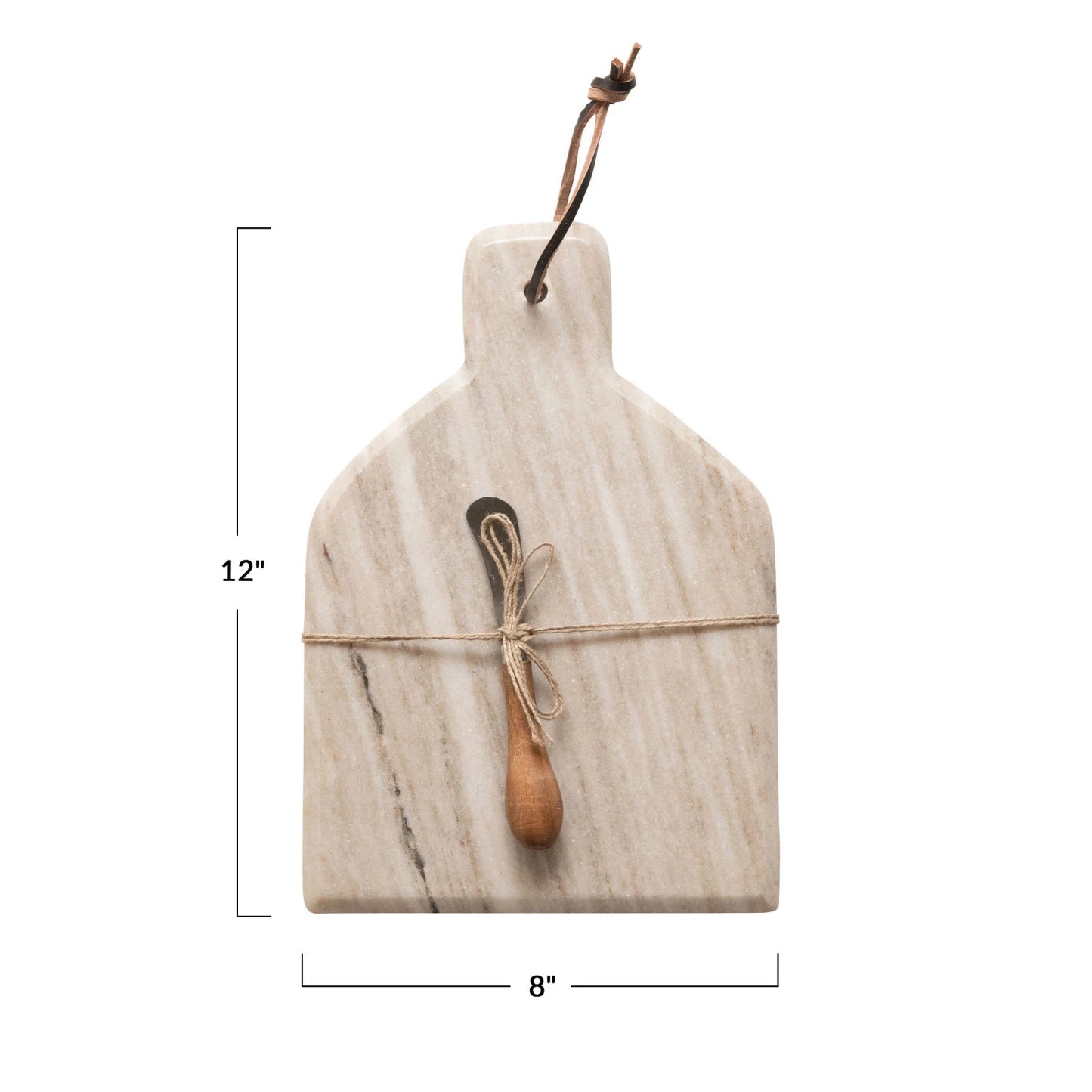 Marble Cheese/Cutting Board w/ Canape Knife-Natural