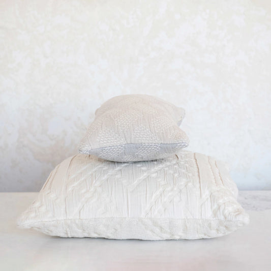 18" Woven Cotton Jacquard Pillow, Polyester Fill