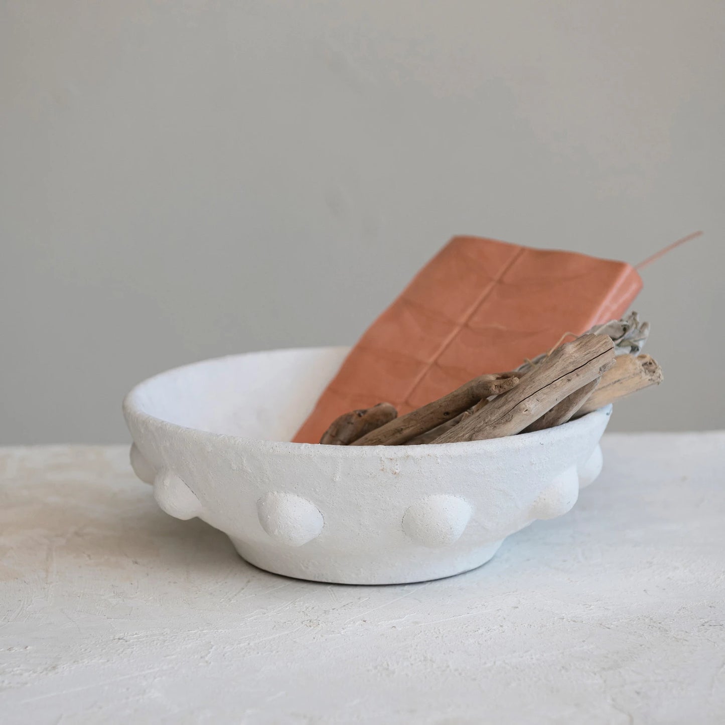 Decorative Coarse Terra-cotta Bowl w/ Raised Dots, Volcano Finish