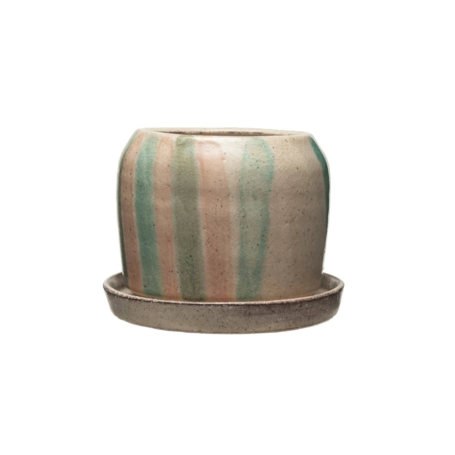 Terra-cotta Planter w/ Saucer, Set of 2 (Holds 6" Pot) (Each One Will Vary)