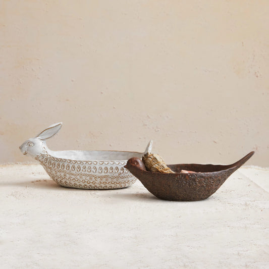 Debossed Stoneware Bird Bowl (Each One Will Vary)