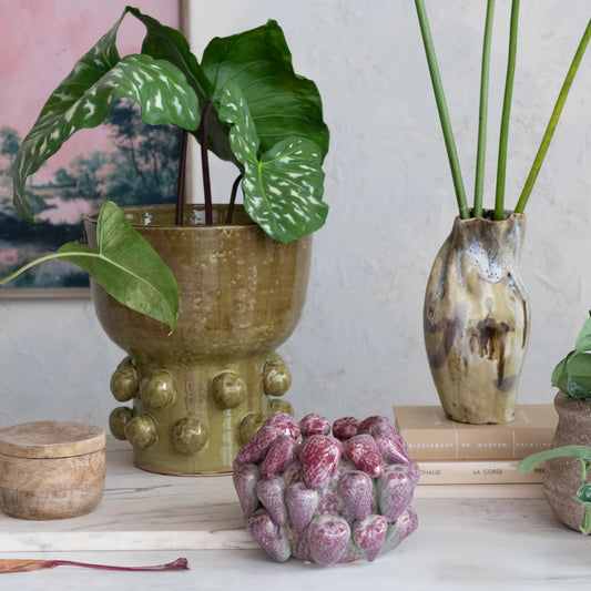 Stoneware Planter/Vase (Holds 3" Pot) (Each One Will Vary)