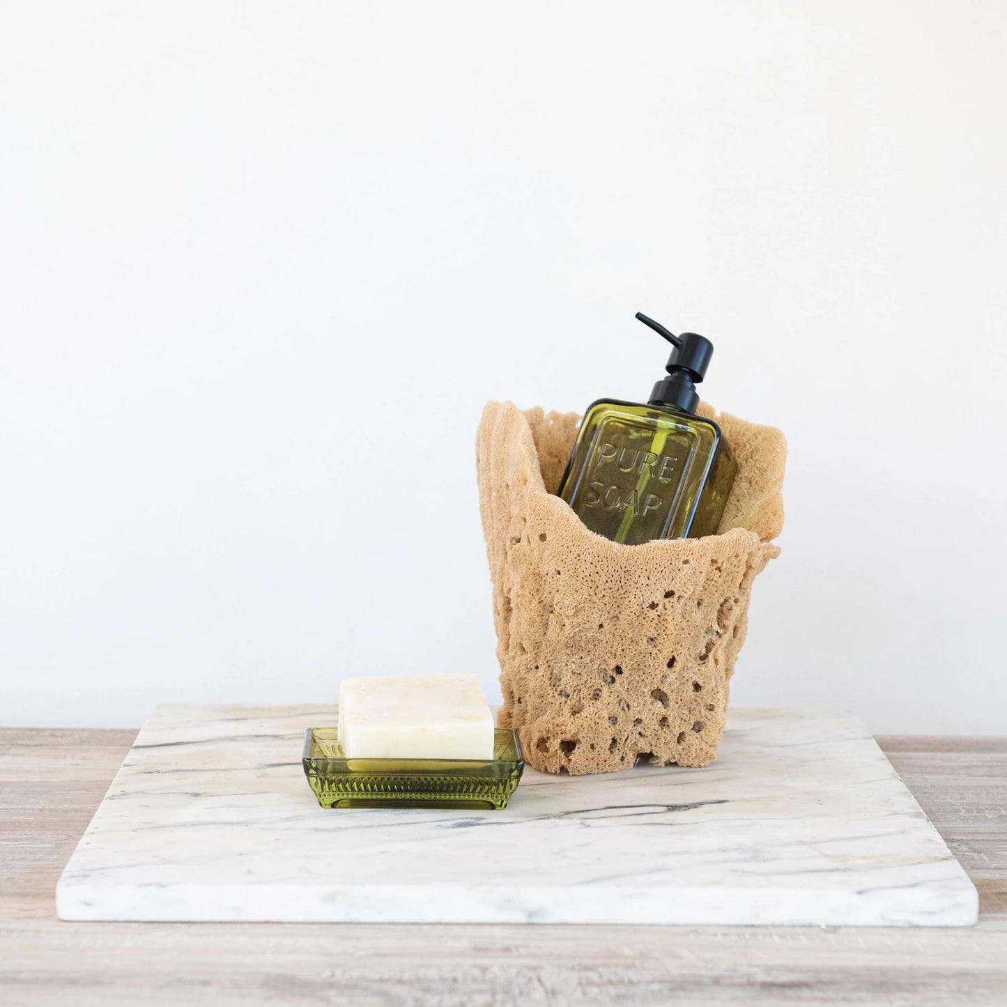 Pressed Glass Soap Dish, Olive Color