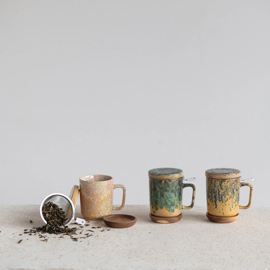 10 oz. Mug with Strainer, Lid & Saucer