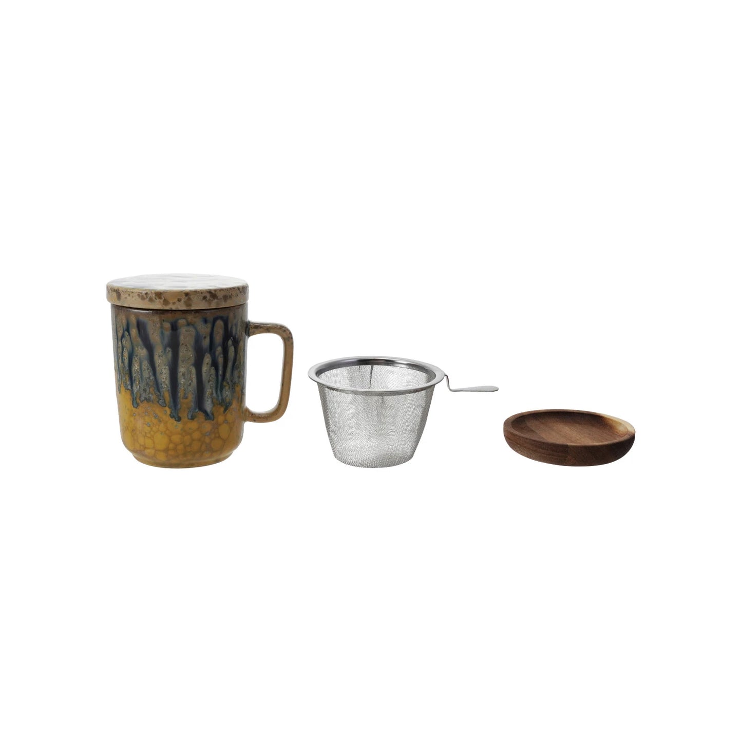 10 oz. Mug with Strainer, Lid & Saucer