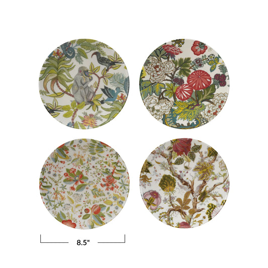 Printed Stoneware Plate w/ Botanicals