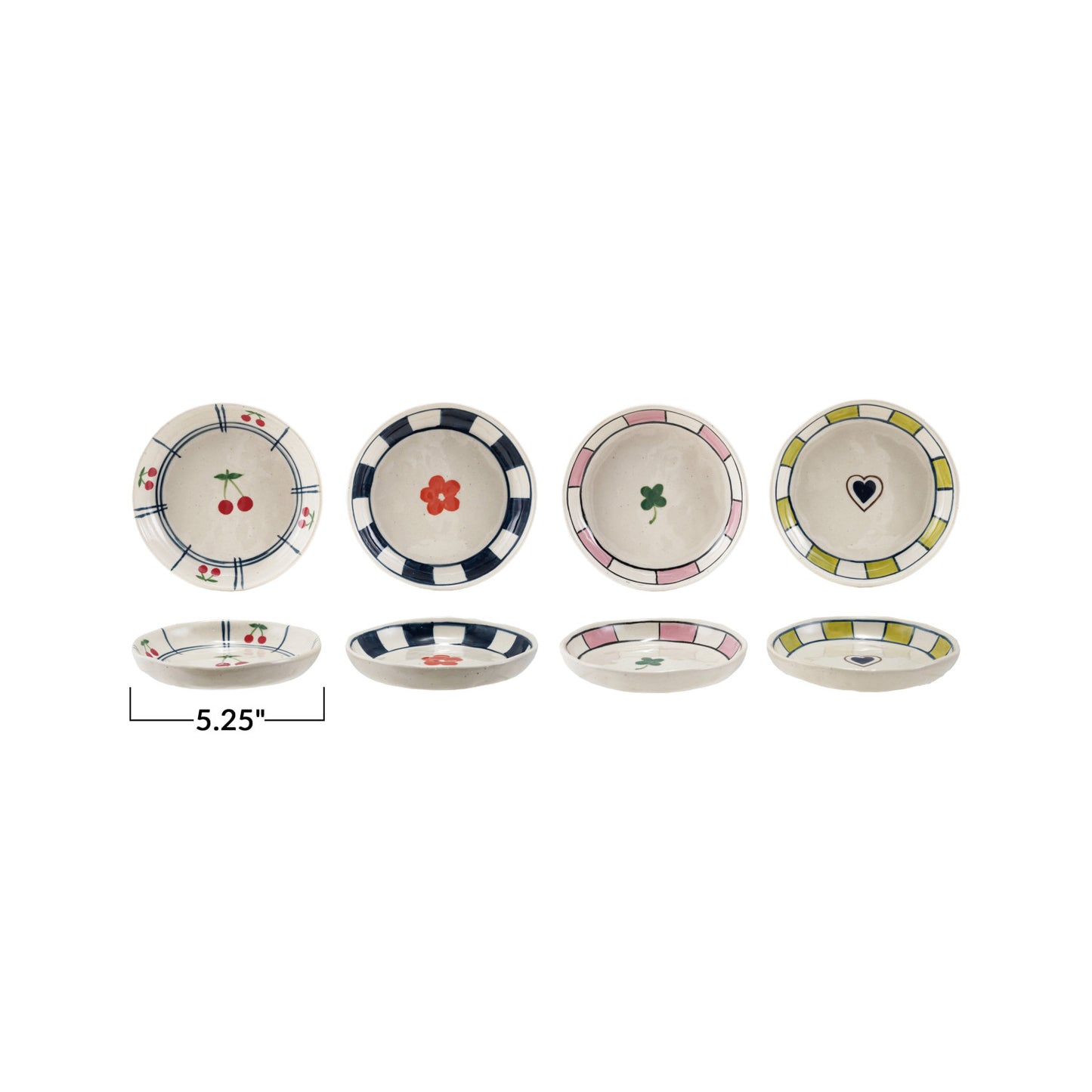 Hand-Painted Stoneware Dish w/ Pattern, 4 Styles