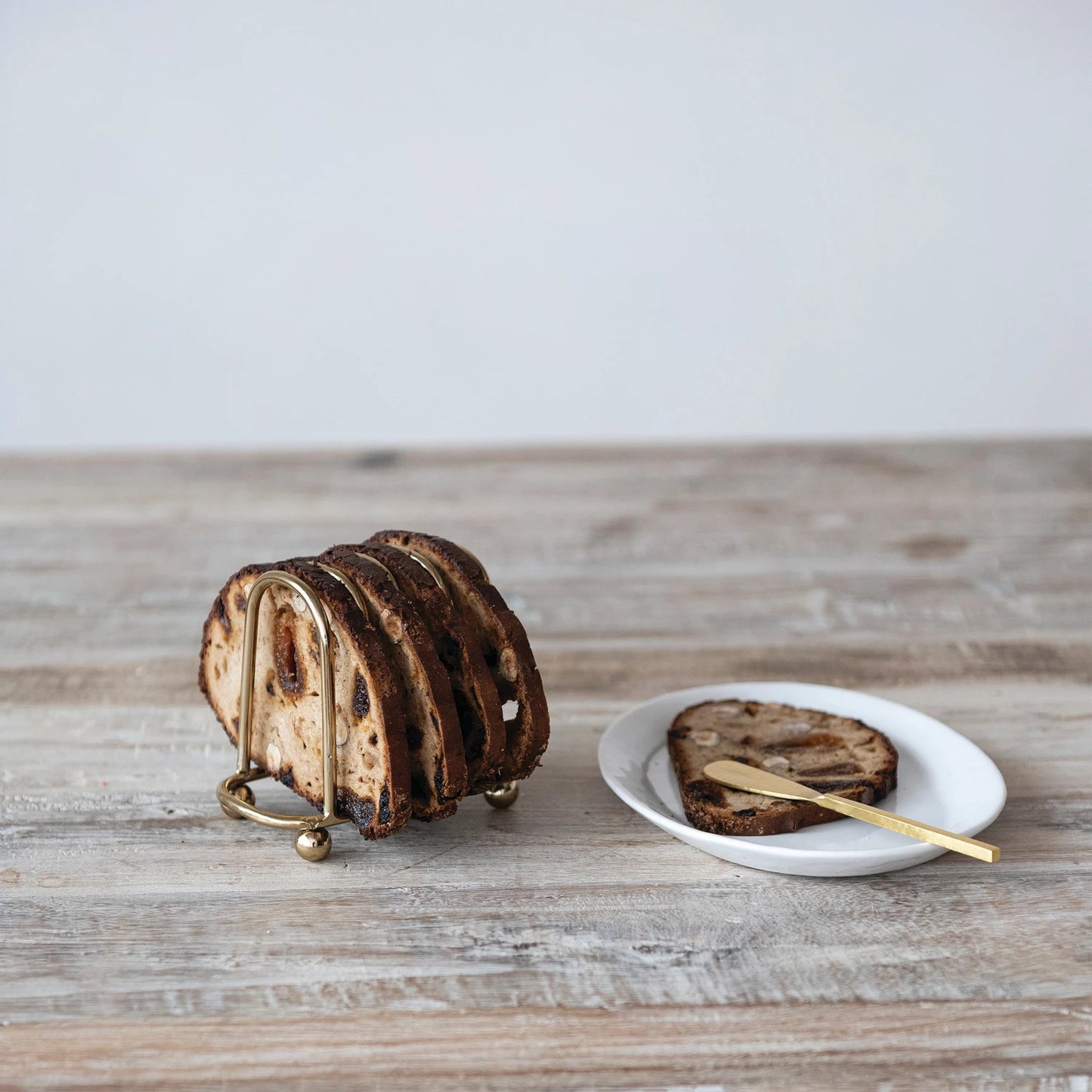 Stainless Steel Toast Rack with 4 Sections & Ball Feet, Gold Finish