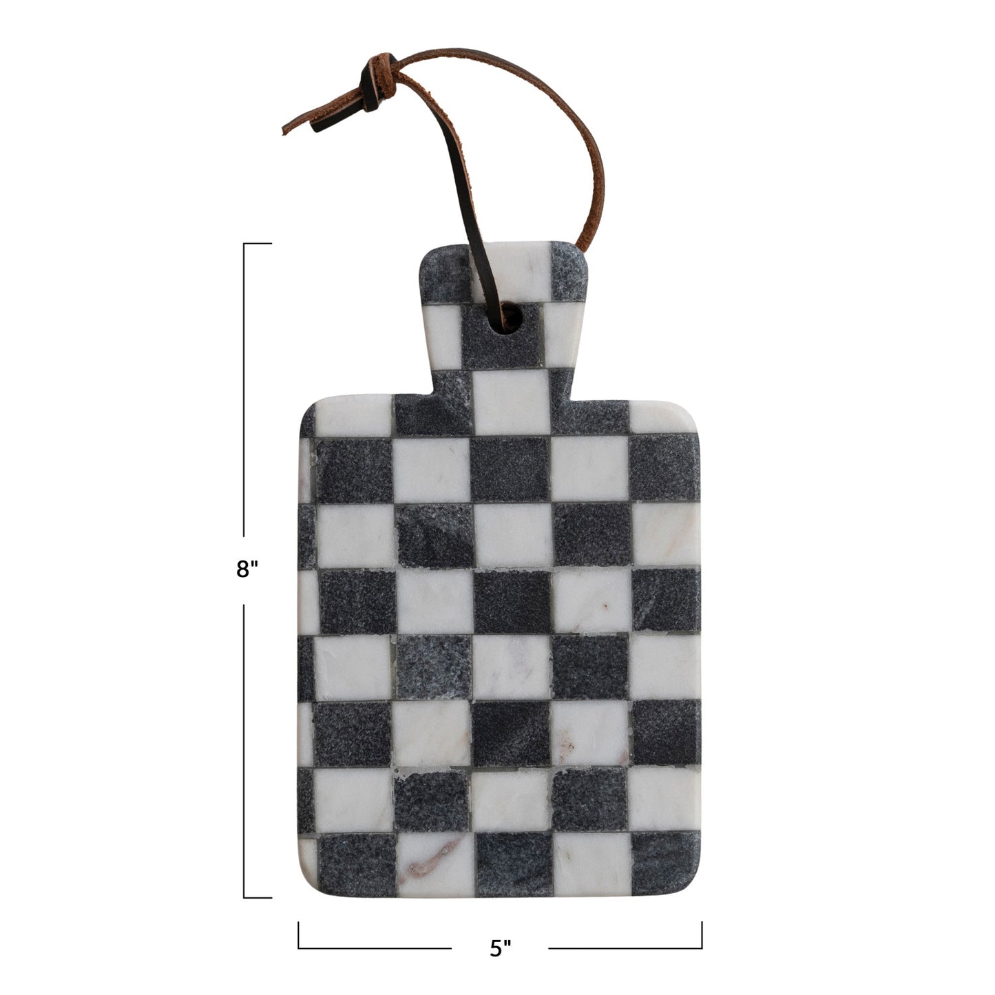 Marble Cheese/Serving Board with Handle & Faux Leather Tie