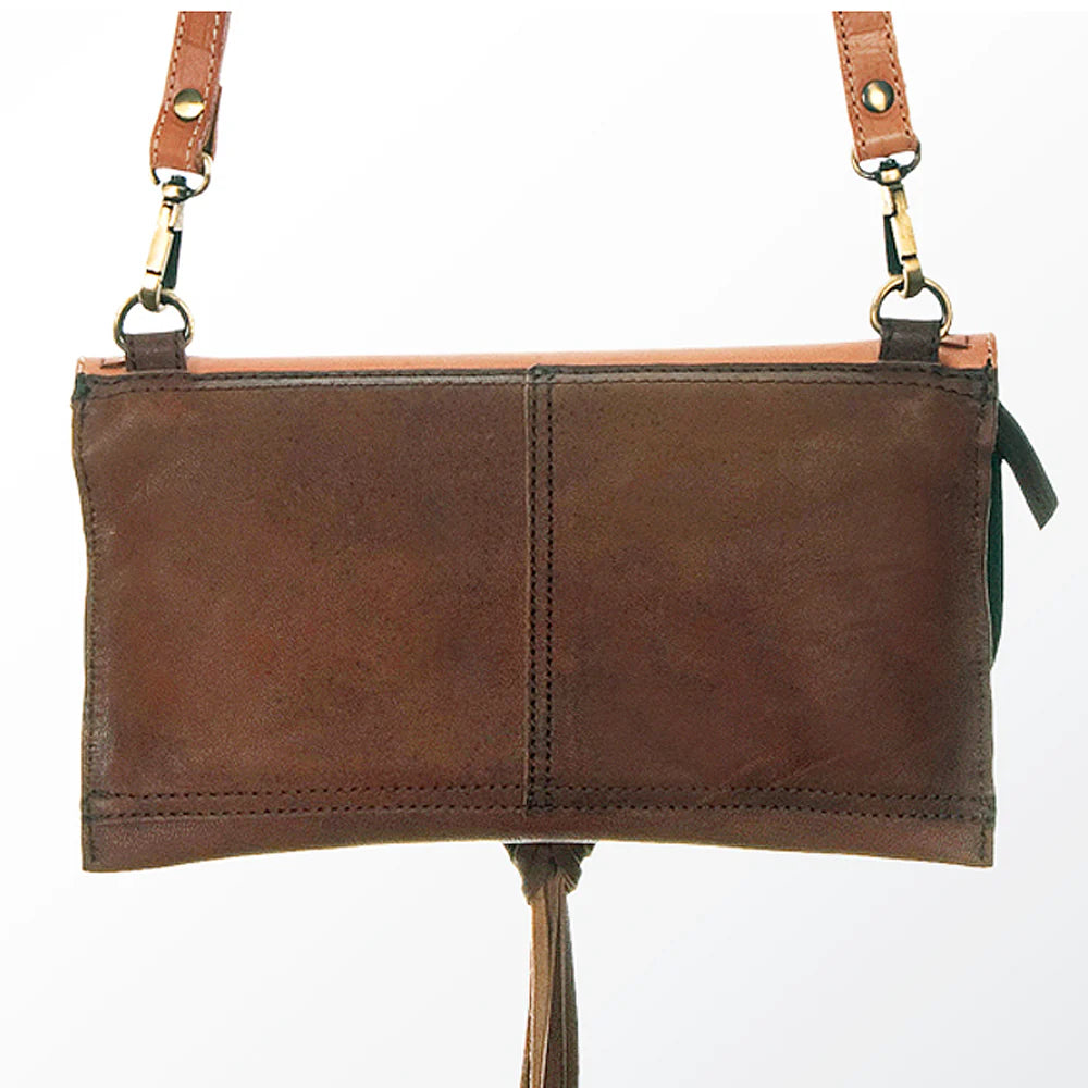 Crossbody Genuine Western Leather Women Bag-Dark Brown