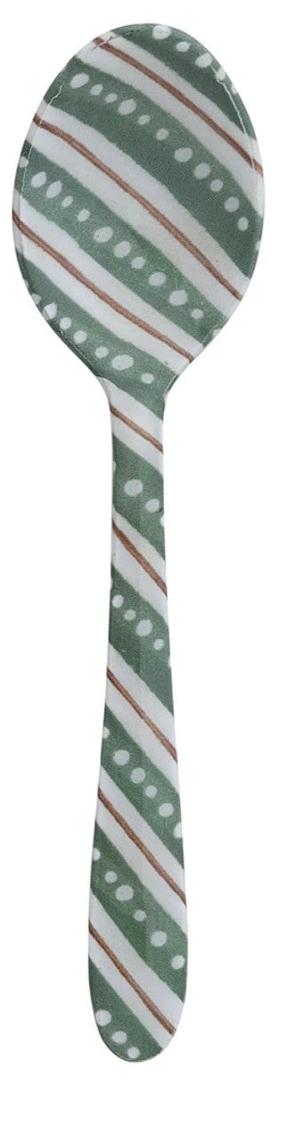 Enameled Stainless Steel Spoon with Holiday Pattern