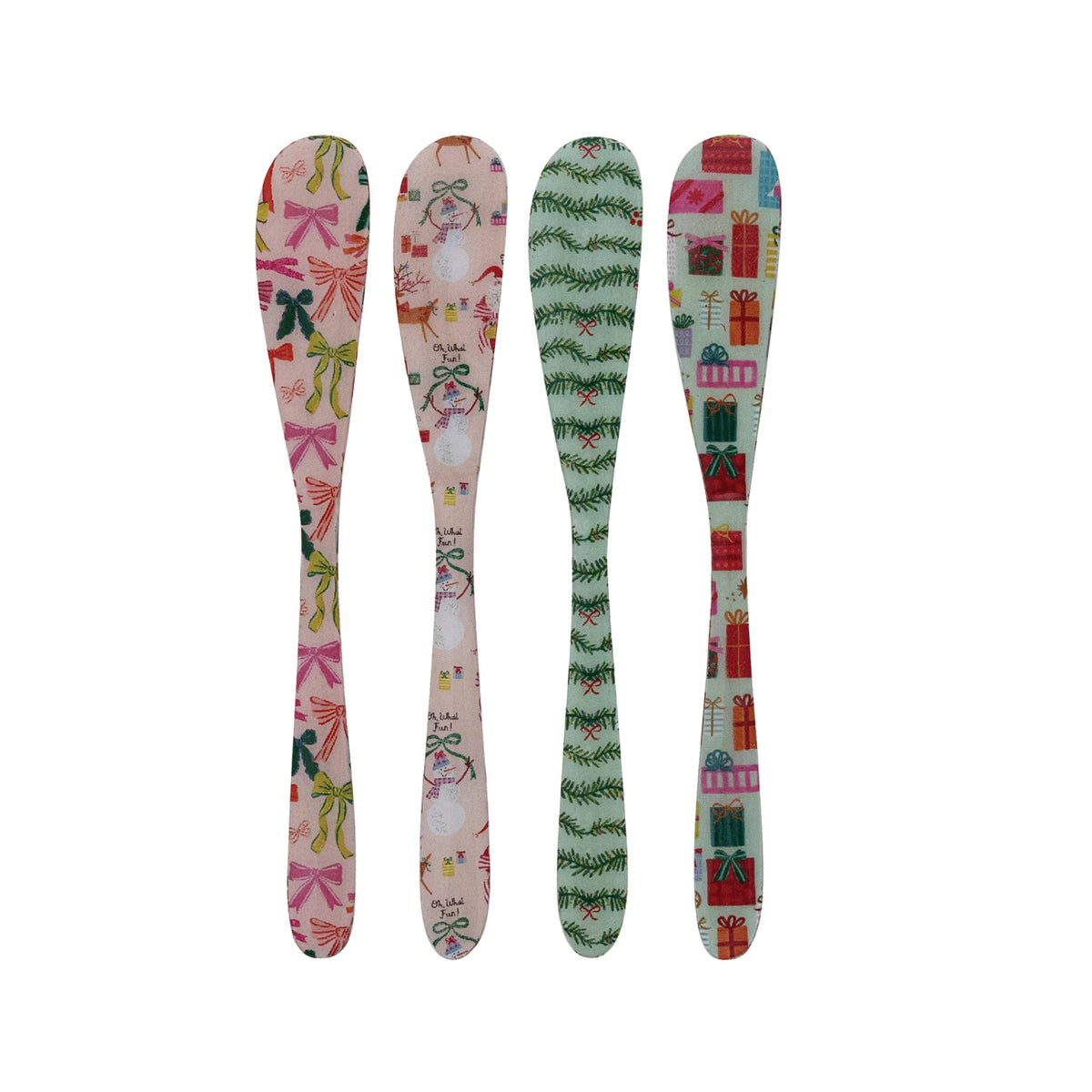 Enameled Stainless Steel Canape Knife with Holiday Pattern