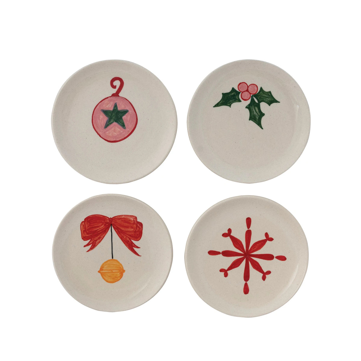 Hand-Painted Stoneware Plate with Holiday Image
