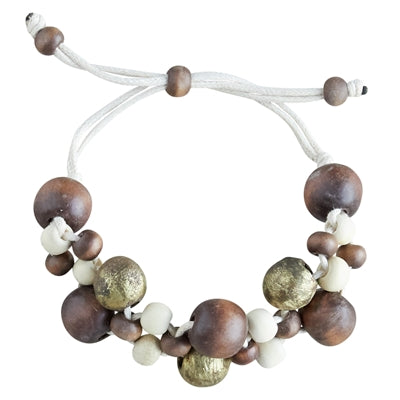 Sula Bracelet - Leather, Wood, & Brass