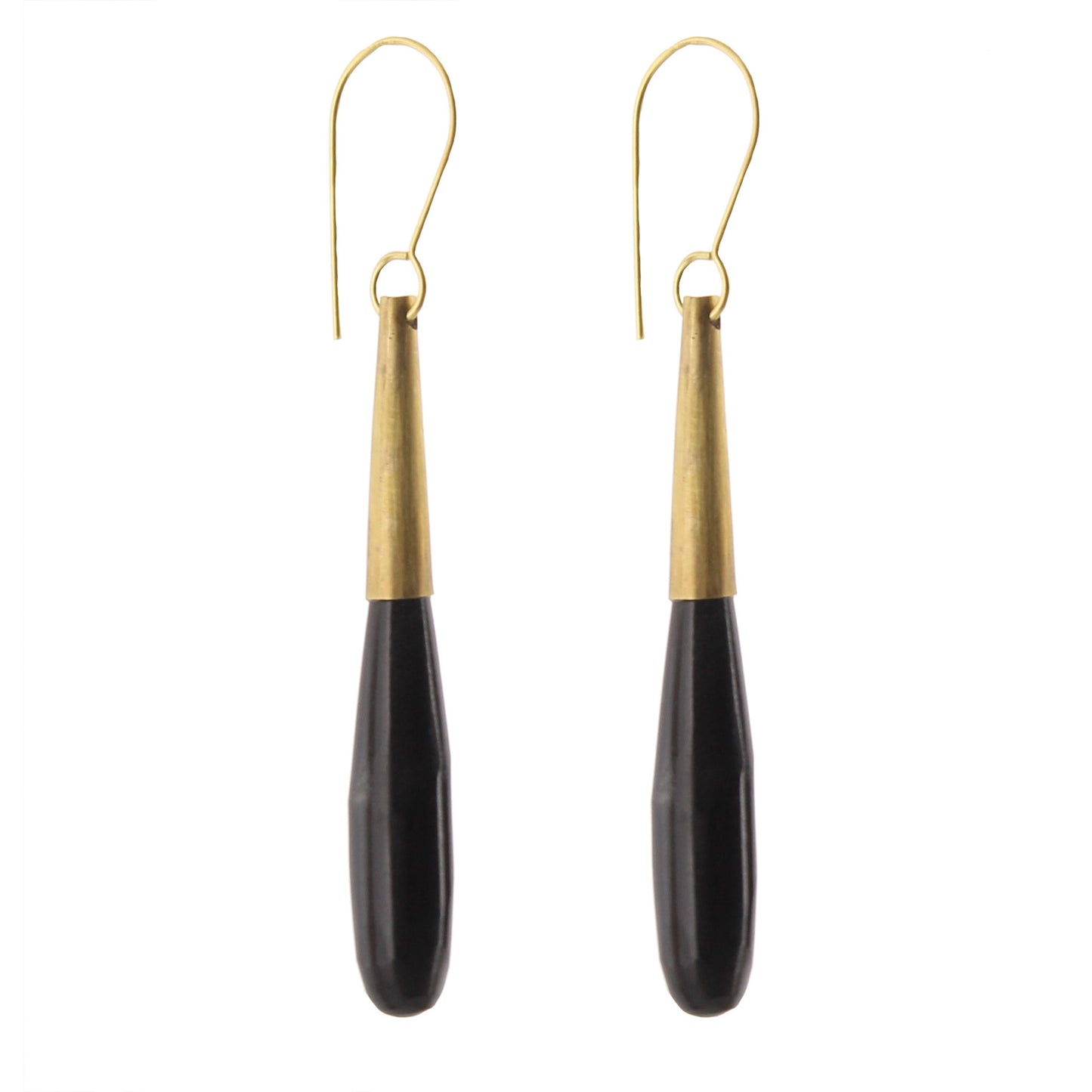 Teardrop Horn Earring - Lrg, Brass