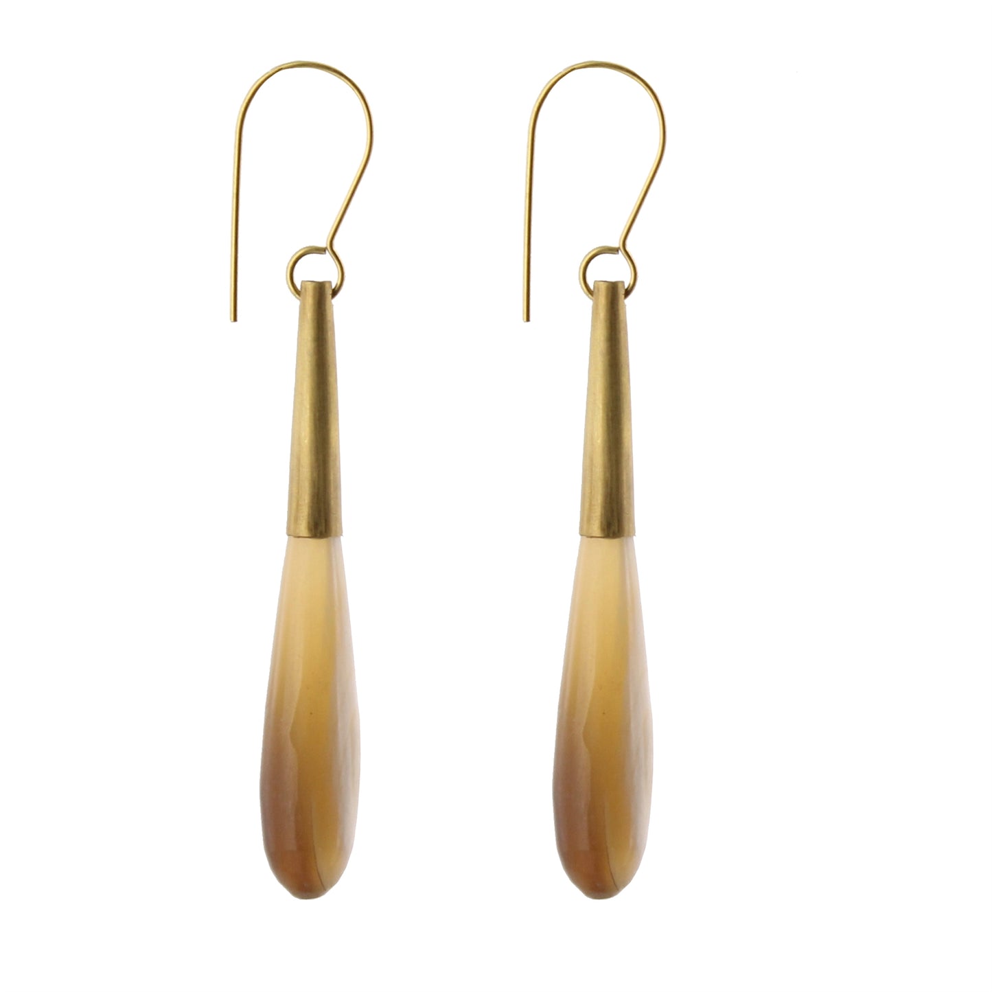 Teardrop Horn Earring - Lrg, Brass