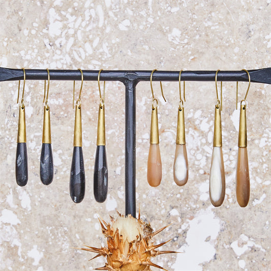 Teardrop Horn Earring - Lrg, Brass