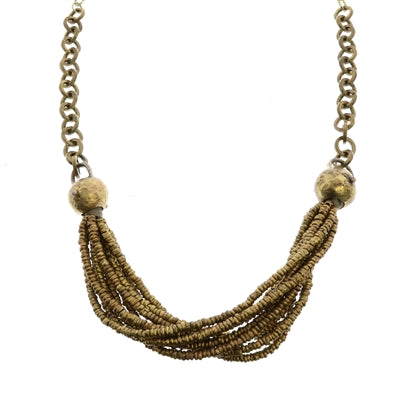 Nile Brass Bead Strand Necklace