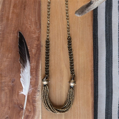 Nile Brass Bead Strand Necklace