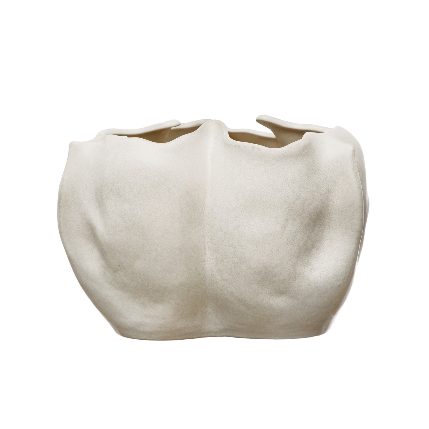 Stoneware Organic Shaped Vase, Matte Cream Color