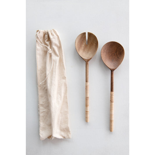 Salad Servers with Wrapped Handles, Set of 2