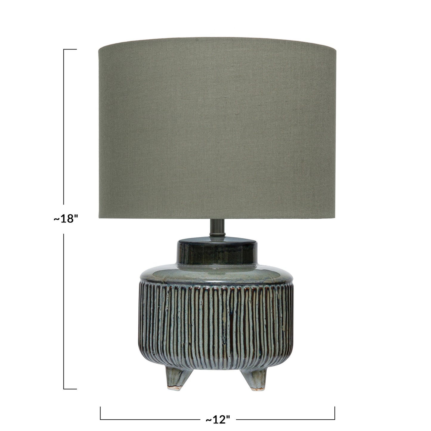 Stoneware Footed Table Lamp with Linen Shade