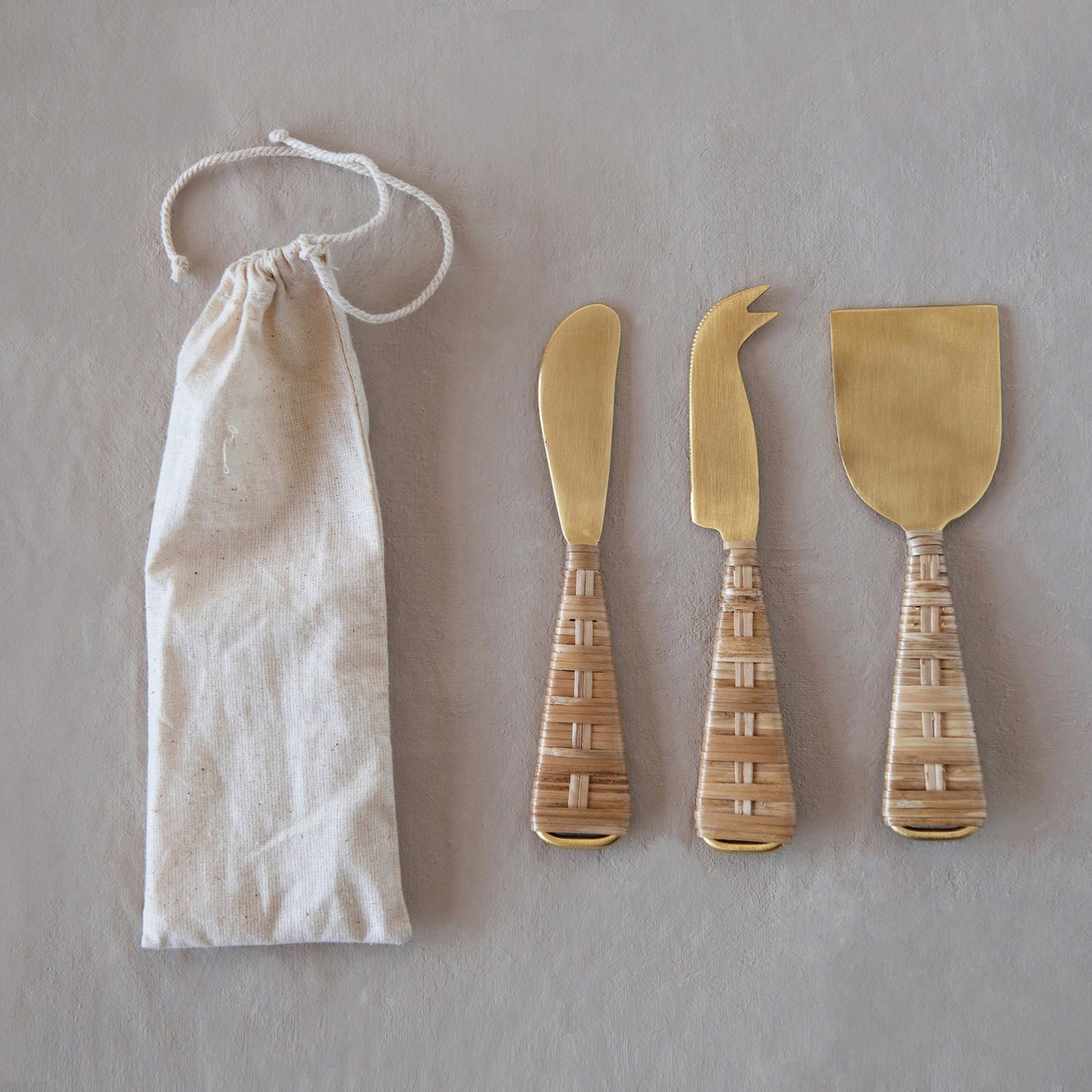 Cheese Knives with Wrapped Handles, Set of 3
