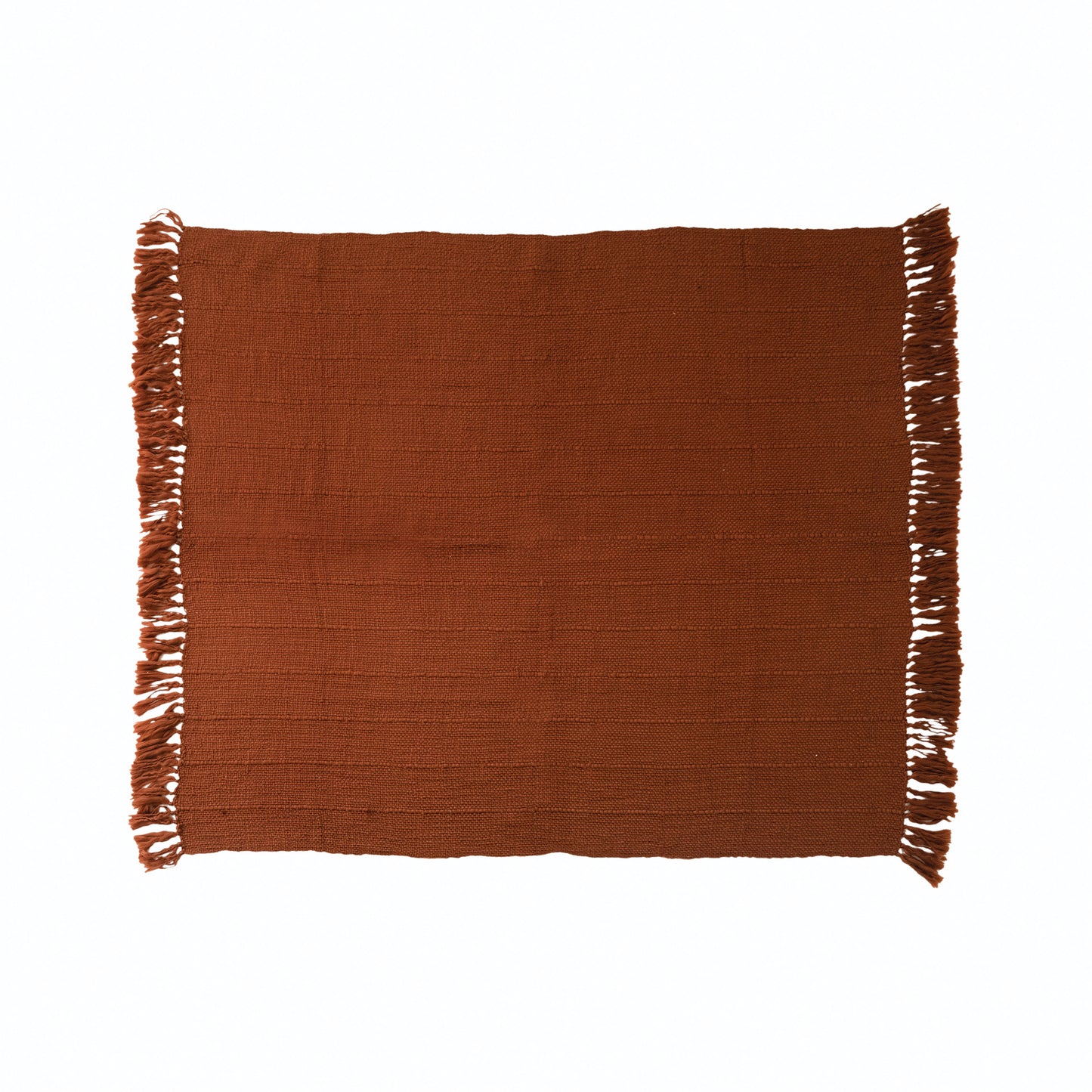 Woven Wool and Acrylic Throw with Fringe