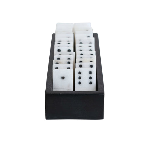 Handmade Alabaster Dominoes in Soapstone Box, Set of 29