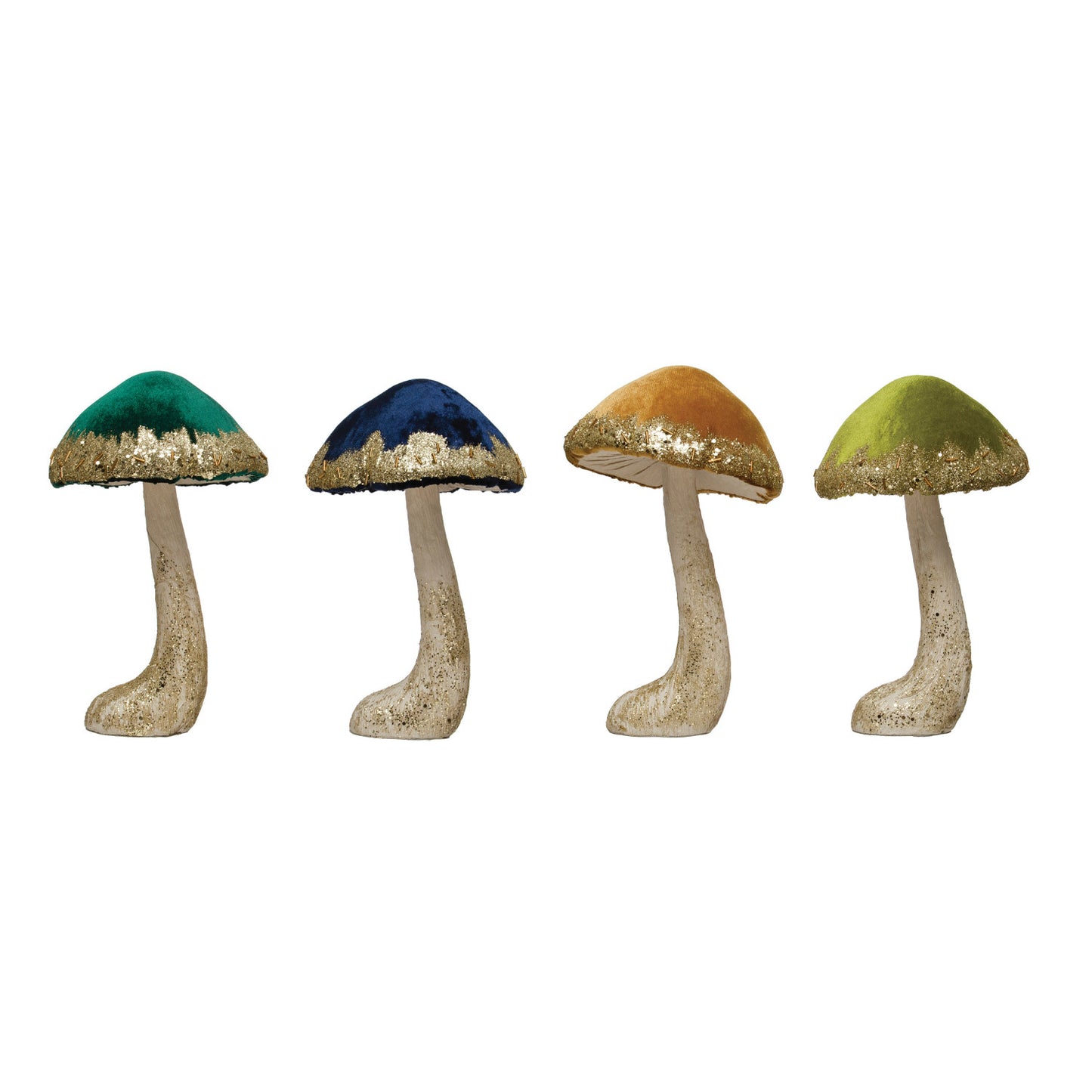 Velvet, Foam & Paper Mushroom w/ Gold Glitter