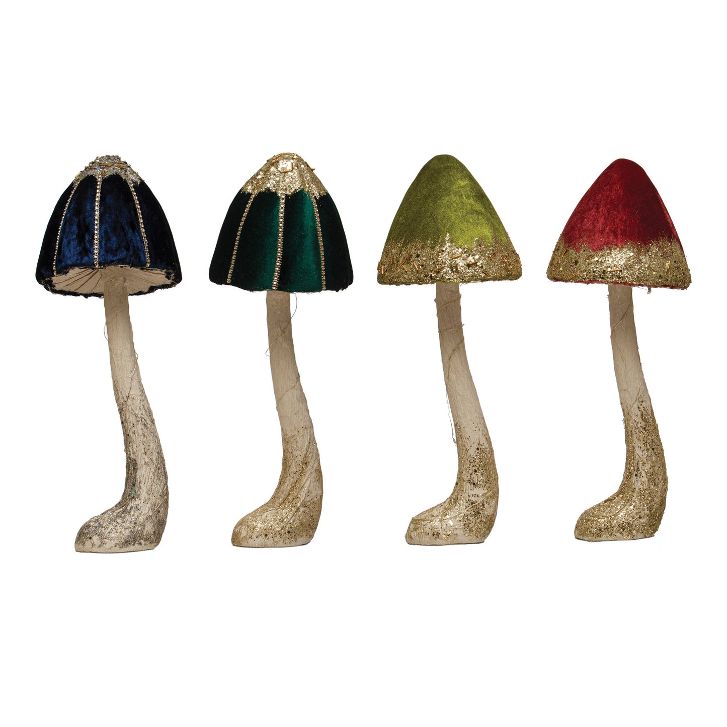 Velvet, Foam & Paper Mushroom w/ LED Lights