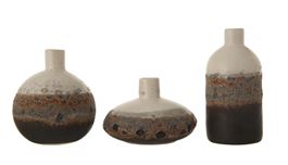 Textured Brown & White Stoneware Vase with Ombre Reactive Glaze Finish