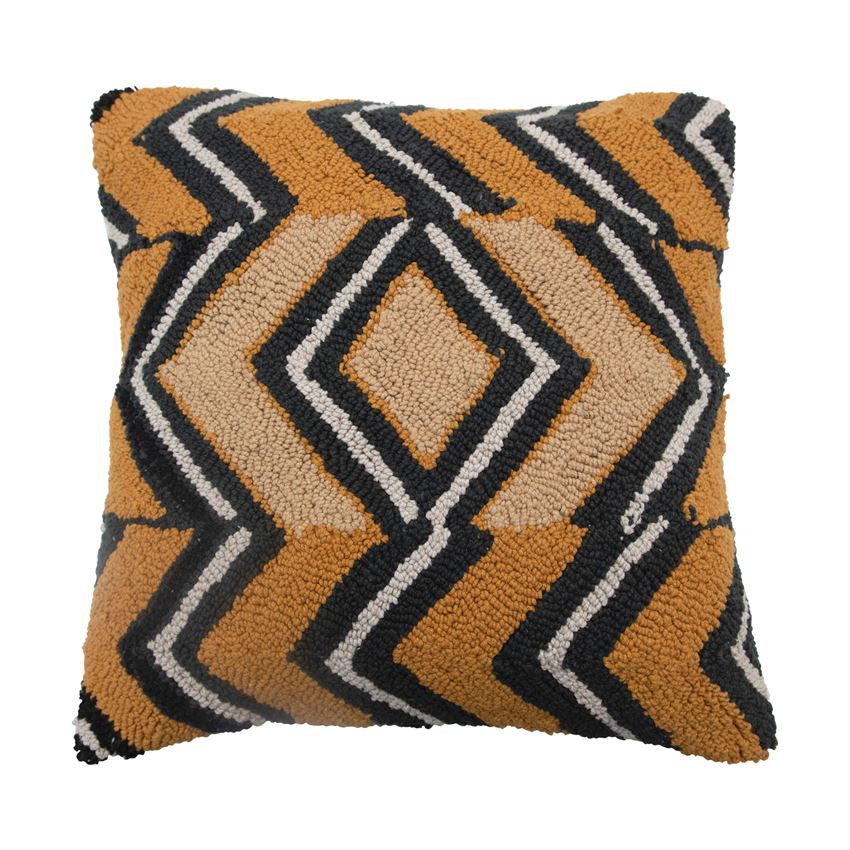 This 18" Square Cotton Punch Hook Pillow with Multi Color Zig Zag pattern adds a bit of funkiness to your Home Décor. Add to your family room couch or den.