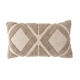 This Taupe 24"L x 14"H Cotton Blend Chenille Lumbar Pillow is just the addition to your favorite chair. Neutral in color with a raised diamond pattern.