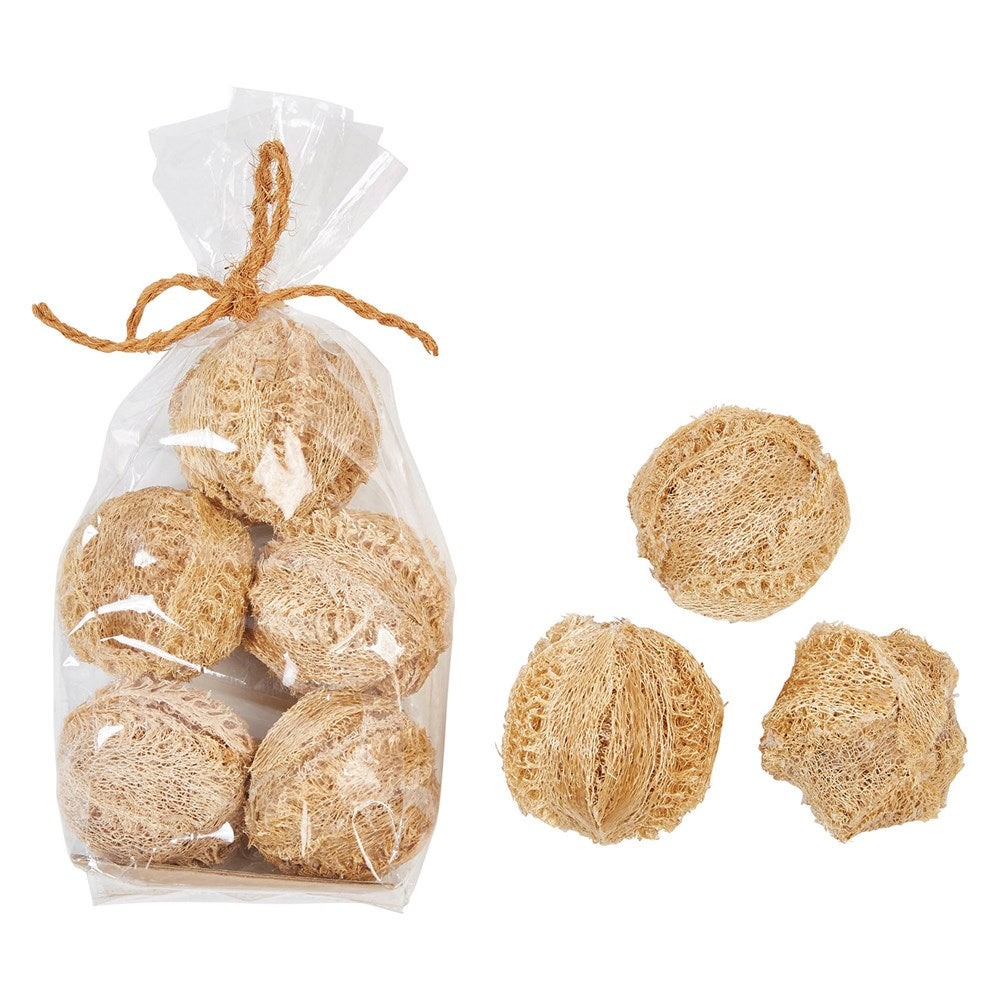 These light weight and slightly course texture 4"H Dried Natural Sponge Gourd in a Bag make the perfect accent to any bathroom décor. Each bag contains 5 pieces.