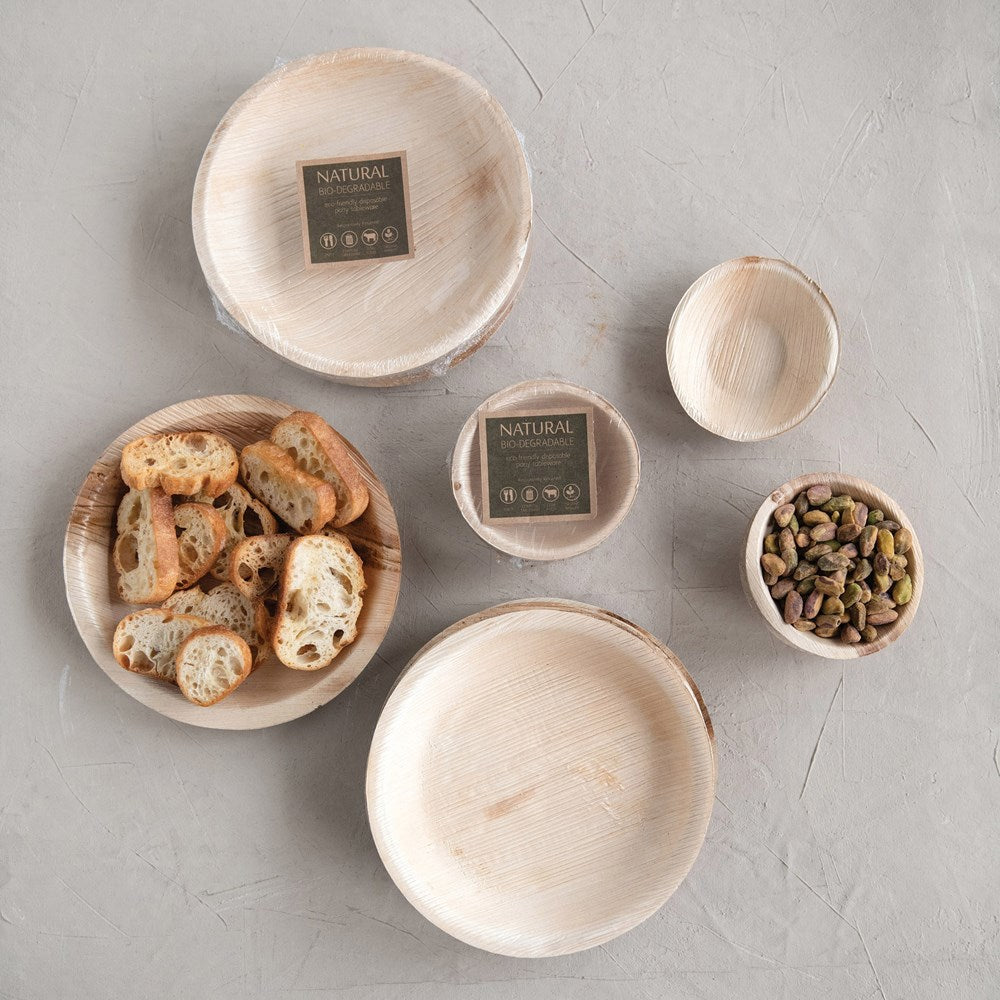 9" Round Dried Areca Palm Single Use Plates, Set of 6