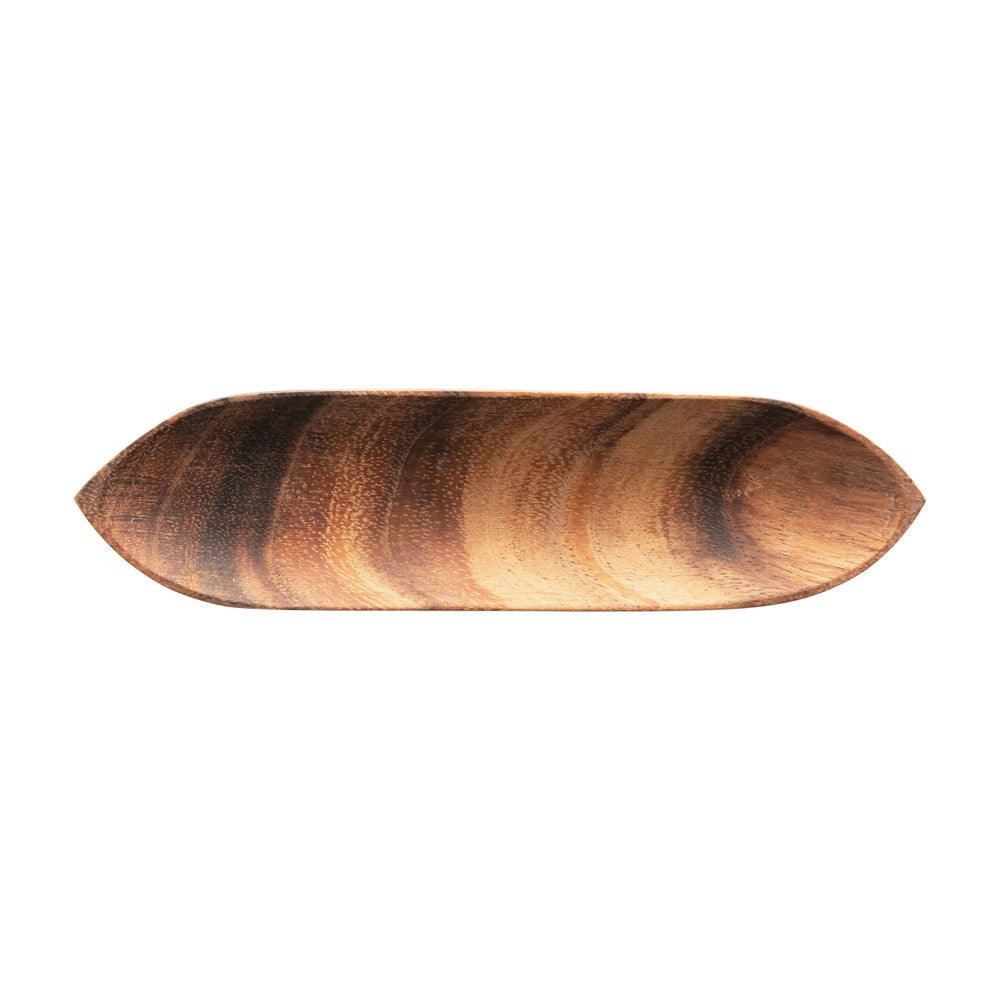 Set your next gathering apart with this 8"L x 2"W Acacia Wood Serving Tray. Perfect natural tray for your cheese or meat display. Add a classy setting for your dipping spoon as well.