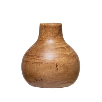 Sophisticated and Classy is this Walnut Stained 7-3/4" Round x 8"H Paulownia Wood Vase. Add your favorite stem botanical to complete your style.