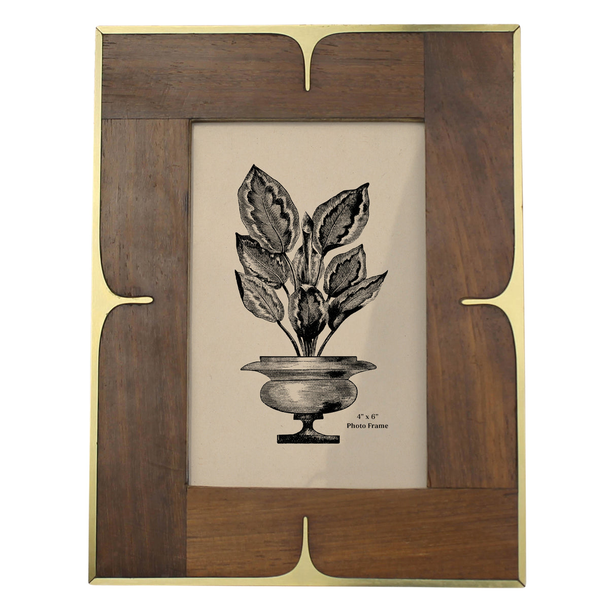 Picture Frame, Wood & Brass 4x6