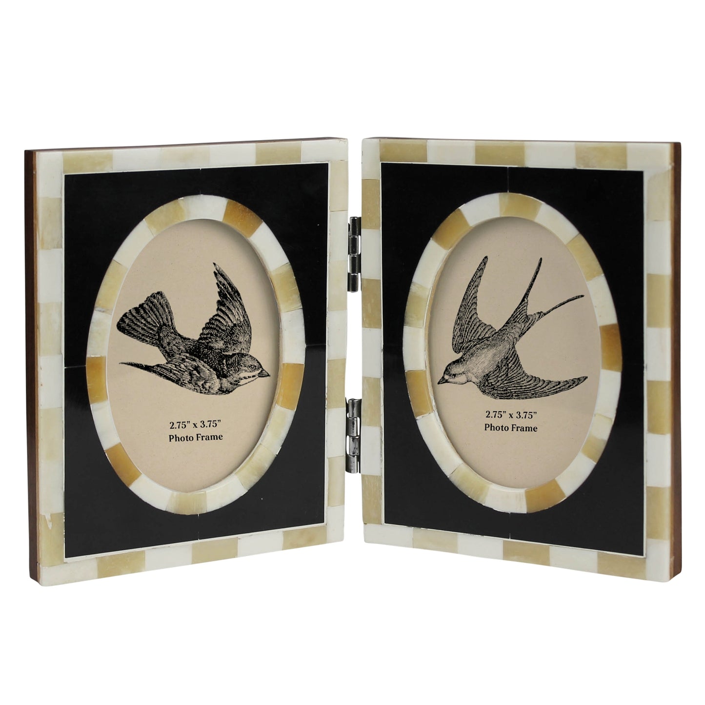 Double Frame, Horn & Bone 2.75x3.75