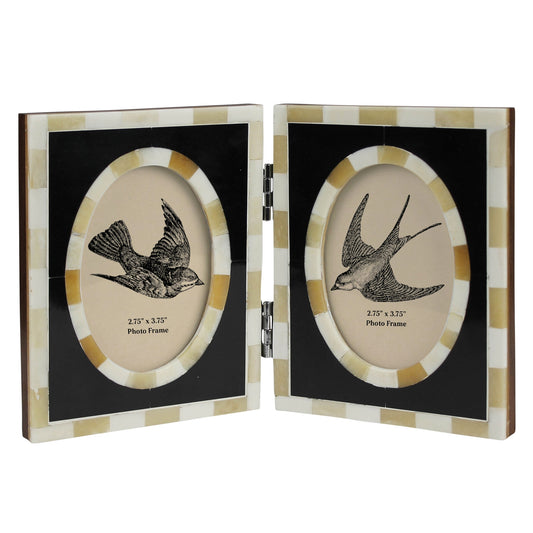 Double Frame, Horn & Bone 2.75x3.75