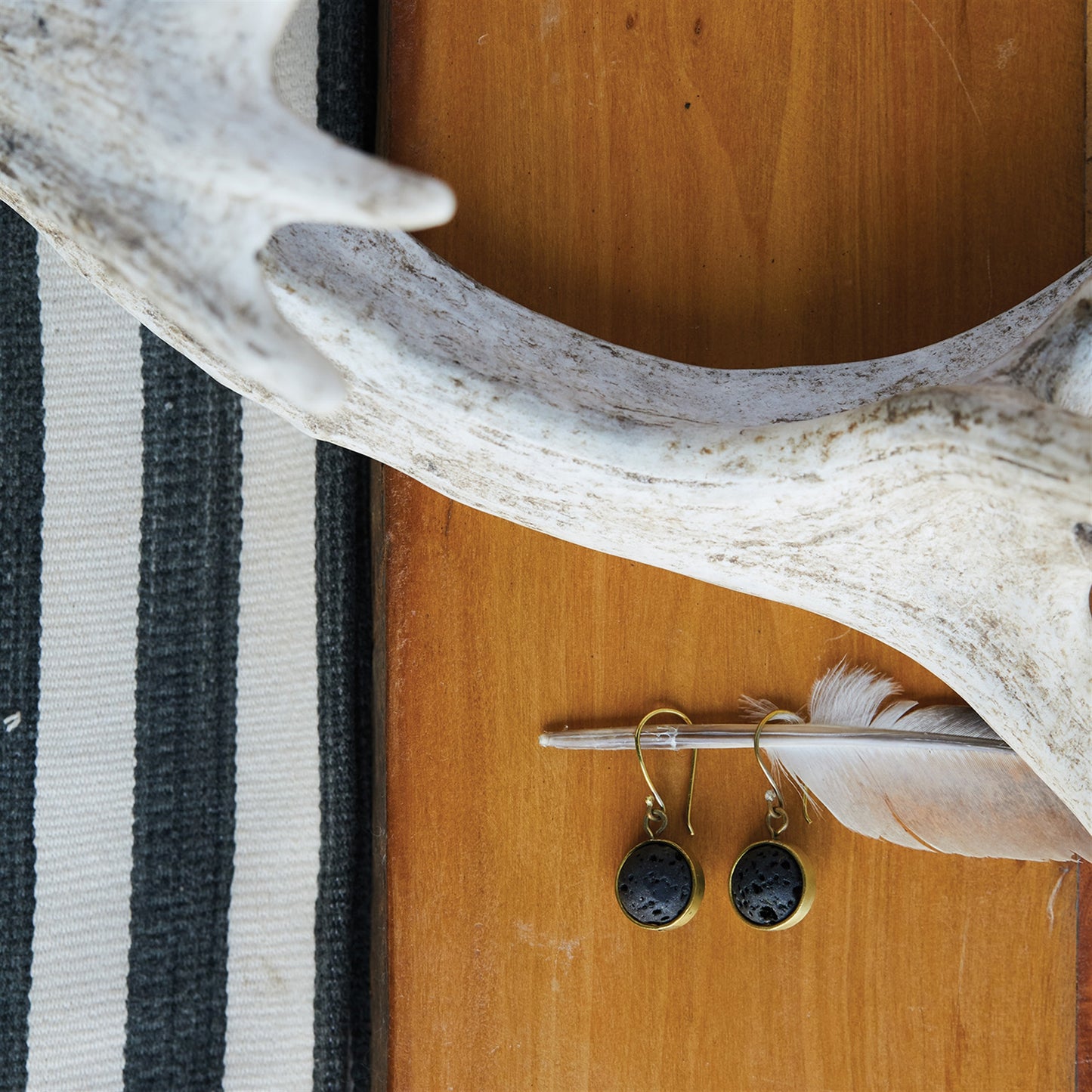 Nevis Lava Loop Earrings - Brass