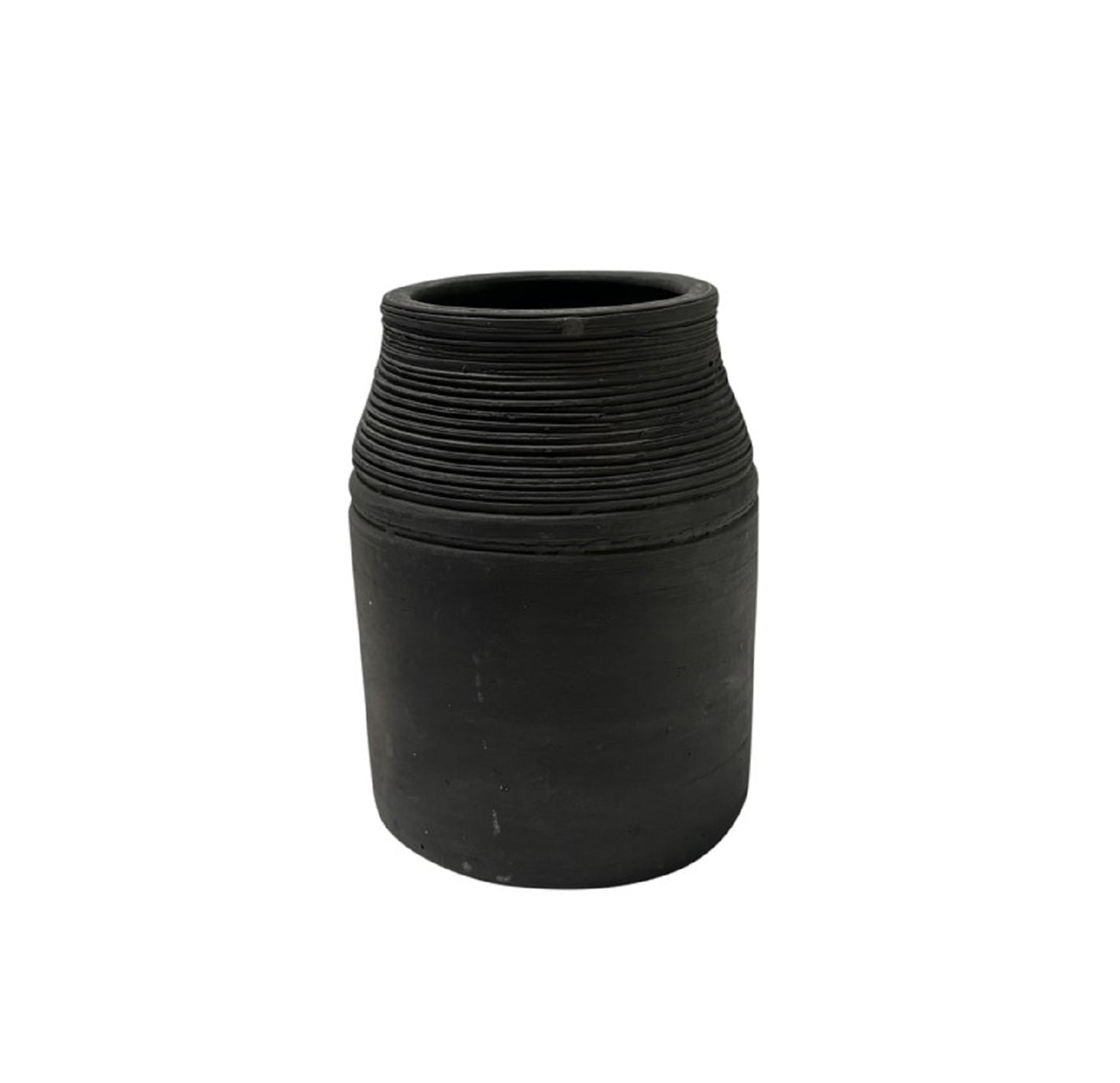 Terracotta Vase Natural Black H 6.3" & Dia 5.5" - Black